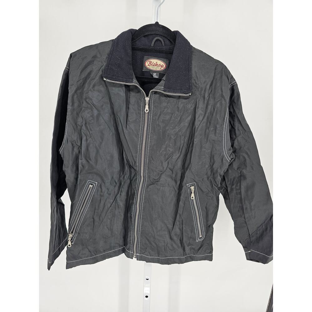 Bishop Mens Sz S Zip Up Warm Utility Jacket Coat Black Reflective